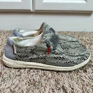 Hey Dude Wendy Python Shoes in Light Blue Gray Slip On Size 6